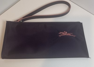 Longchamp Zip Strap Flat Purple Wristlet Pouch NWOT