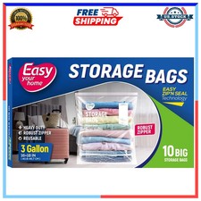 3 Gallon Reusable Storage Bags with Zipper Heavy Duty Waterproof 10 Pack