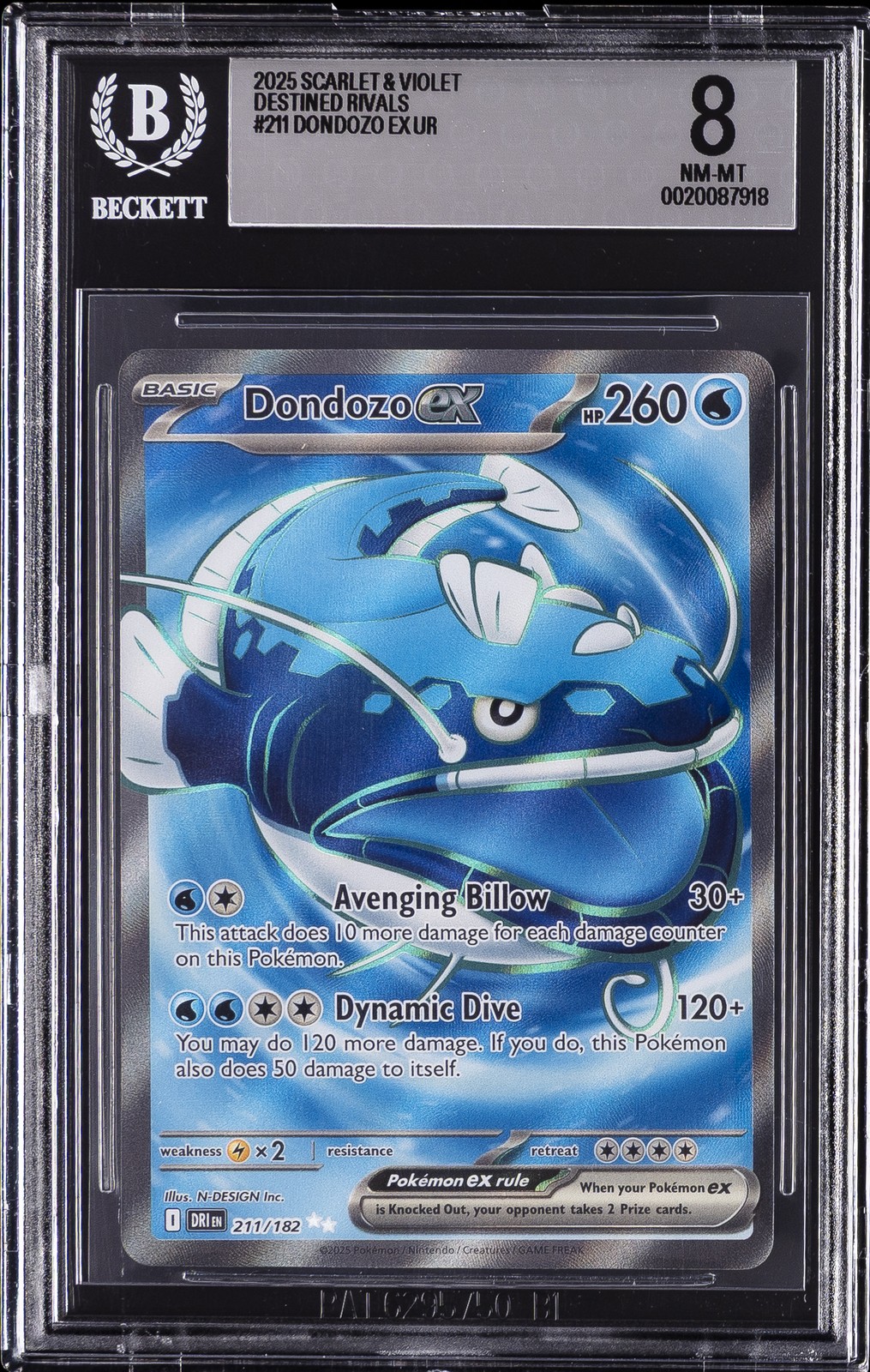 2025 POKEMON S&V DESTINED RIVALS ULTRA RARE #211 DONDOZO EX BGS 8