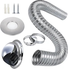 Pellet Stove Fresh Air Intake Kit, 2 "X 60" Pipe, Silver