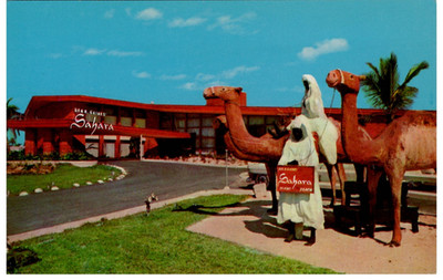 Sahara Motel Miami Beach Sunny Isles FL Camels Nomads Florida Postcard c1950s