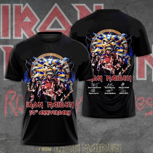 Iron Maiden 50th Anniversary Signatures band tshirt All Size S-5XL - Picture 5 of 5