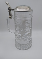 Zum 60-j&auml;hrigen Jubil&auml;um MC 1860 Rb e.v. Bierkrug /Glas/ Zinndeckel Germany