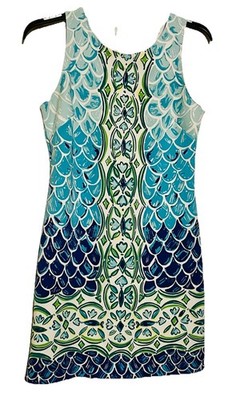 Lilly Pulitzer/The Pink Pelican Perla Shift Dress Turquoise/Blue Scale Small