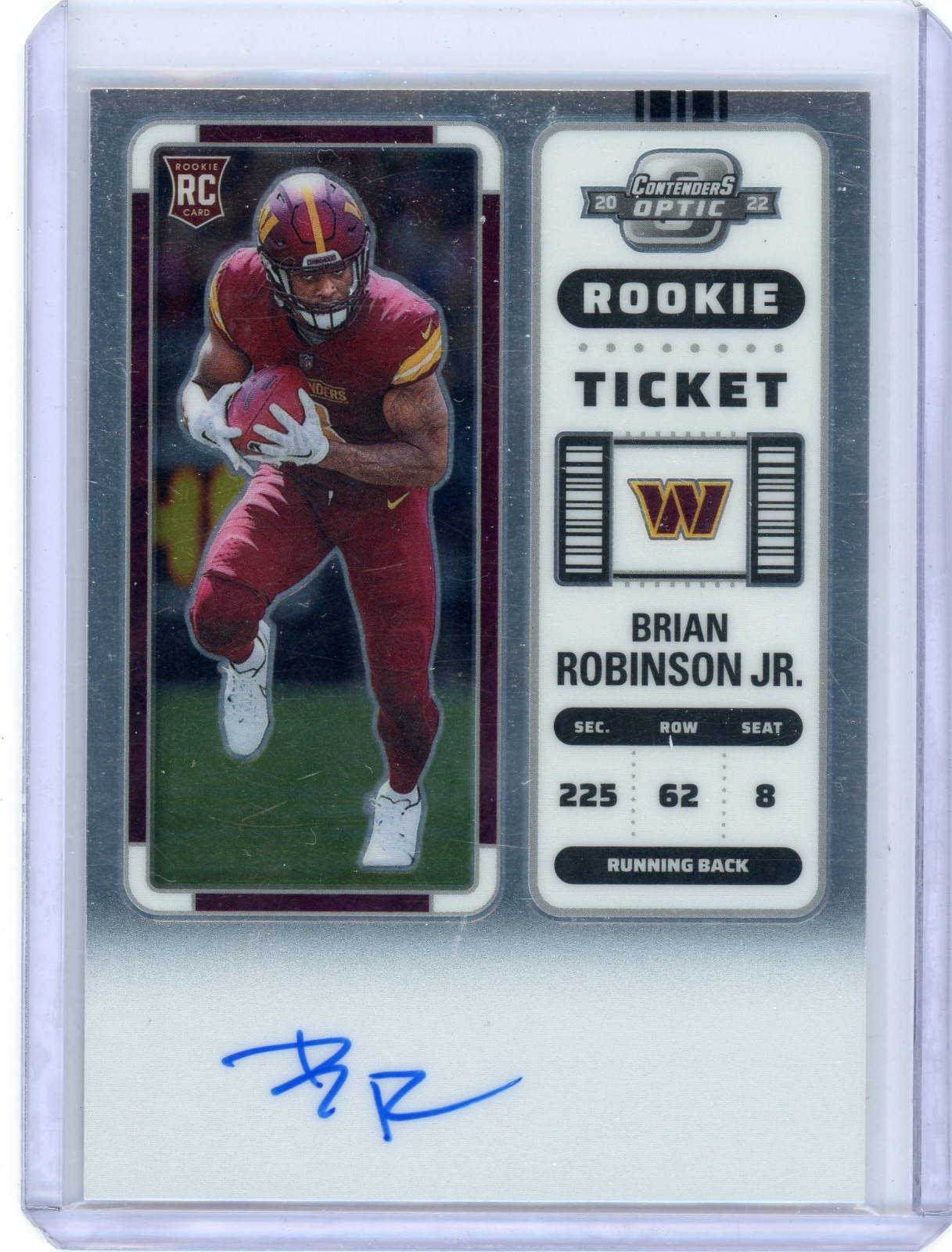 Brian Robinson Jr. Auto Rookie 2022 Panini Contenders Optic Rookie Ticket #106