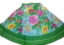 Vintage SW Floral Cotton Full Skirt M Pull On Artsy Animal Print Colorful
