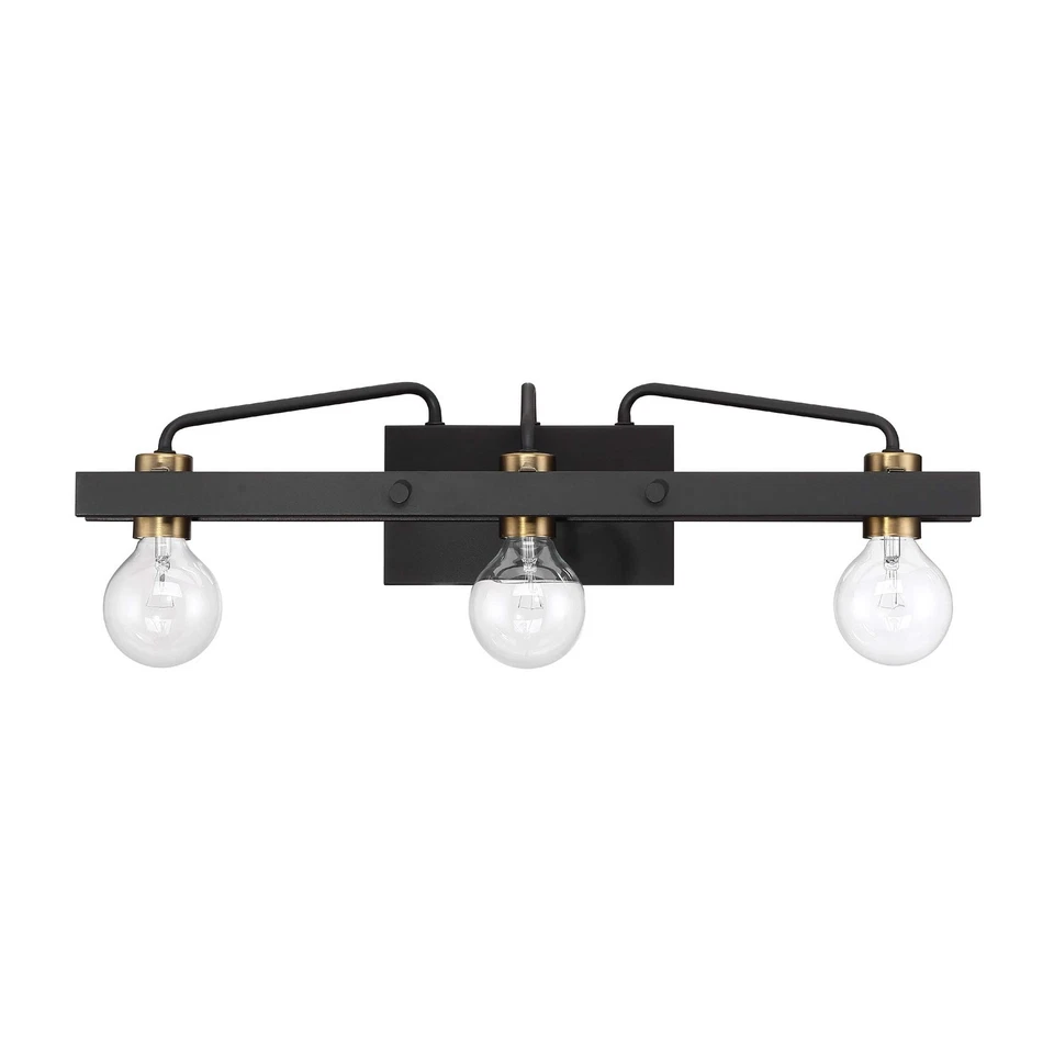 Ravella 3-Light Bathroom Vanity Light Fixture, Black, 94203-BK Foto 3 de 4