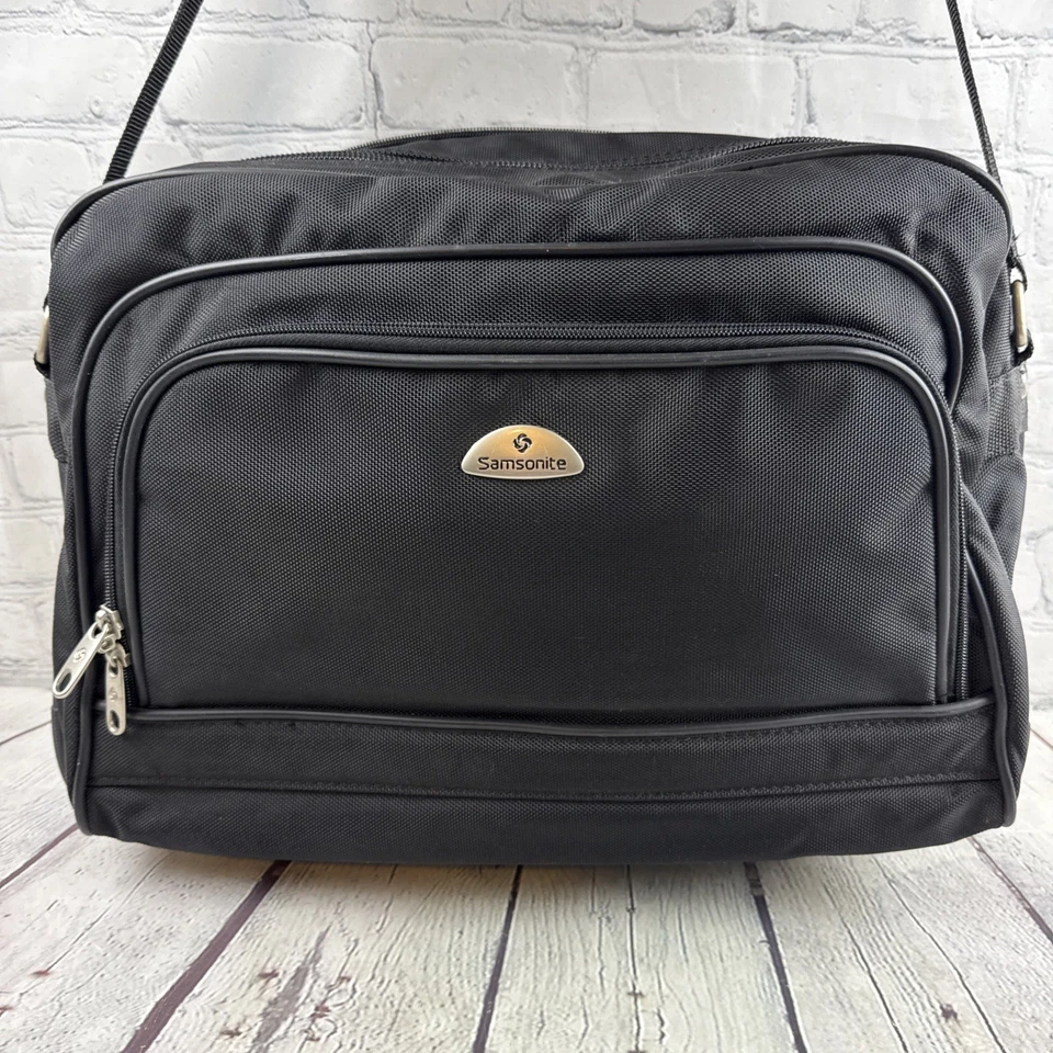 Samsonite Black Carry-on Bag, Messenger Laptop Briefcase, Collapsible EUC - Image 2 of 4