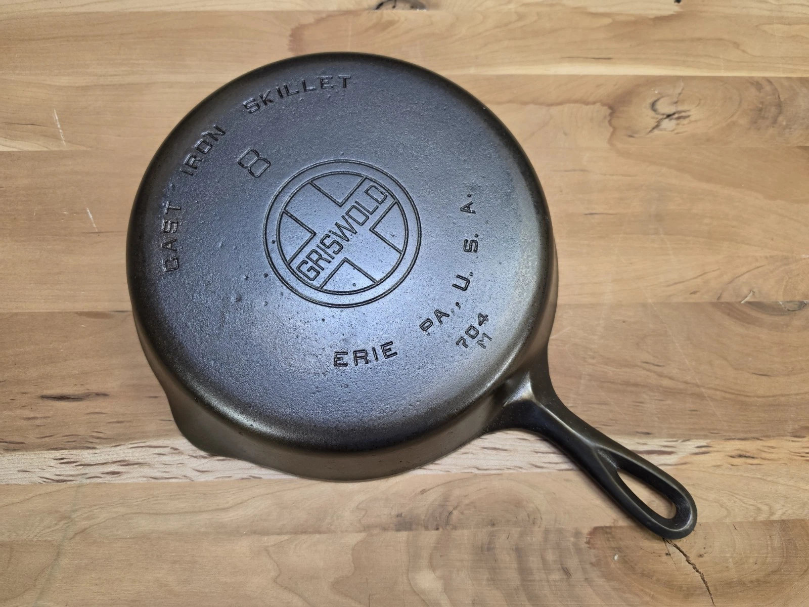 Griswold Cast Iron Skillet #8 Large Block Logo Erie PA 704M Fully Restored!!