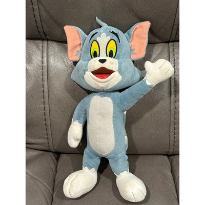Tom Cat Plush Stuffed Animal Toy Blue White Cartoon Character Waving Arm 14''