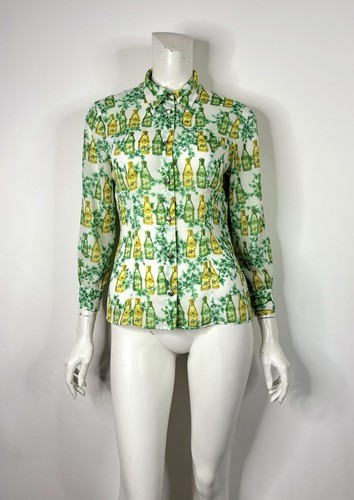 Vtg Versace Jeans Perfume Print Top S