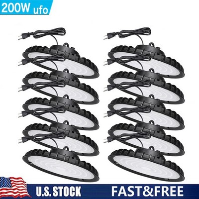 10Pack 200W UFO Led High Bay Light Warehouse Factory Commercial Industrial Light