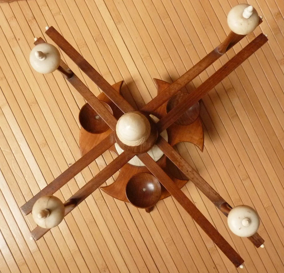 Rouet dévidoir métier à tisser la dentelle en bois et marbre objet ancien - Photo 2/4