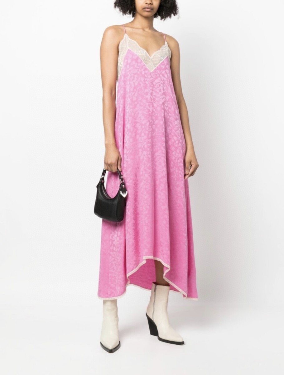 ワンピース ZADIG & VOLTAIRE Woman Dress Pink WWDR02414 670 Zadig&Voltaire Women's Jacquard Forged Rose Pink Strap Dress