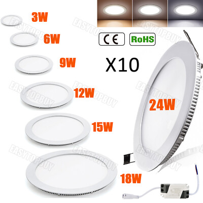 10pcs LED Panel Einbaustrahler Deckenleuchte Leuchte rund spot flach Ultra-slim