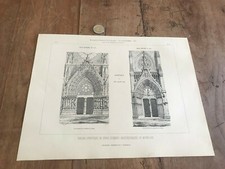 gravure ancienne architecte N734 tableau du moyen age 