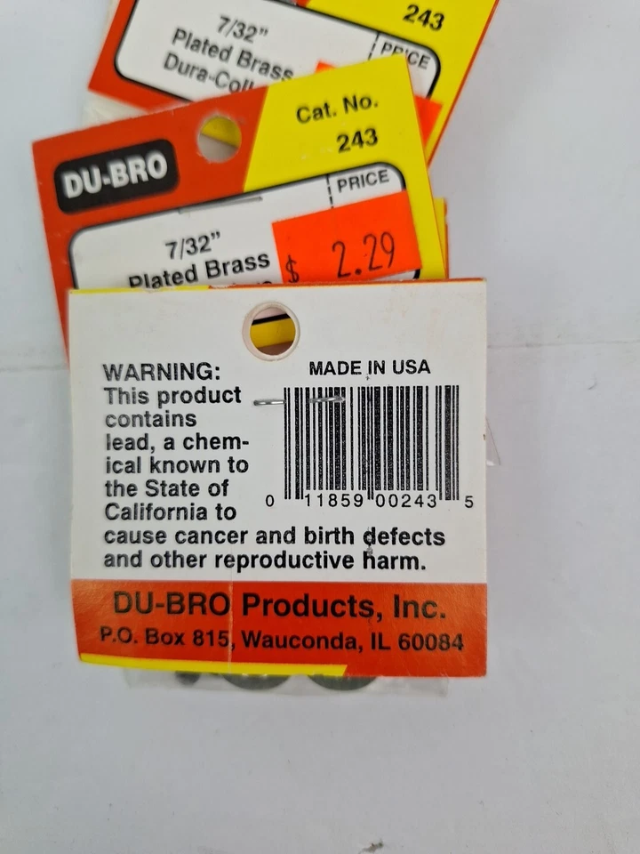 Lote de 7 nuevos DUBRO 7/32 latón enchapado Dura-Collars #243 RC modelo avión Foto 3 de 3