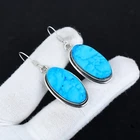 Sleeping Beauty Turquoise Gemstone Earrings 925 Sterling Silver Handmade Jewelry