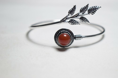 Bracelet Manchette Tibétaine Ambre Et Métal Argenté – Style Bohème