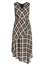 Vince Camuto Asymmetric Hem Midi Day Dress 16W Black Highland Plaid NWT $154