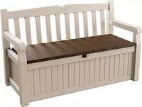 Keter Eden Bench 265L Outdoor Garden Storage Box Garden Furniture - Beige Waterp