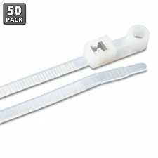 Ancor 199310 8" Natural Mounting Self-Cutting Cable Ties - 50 Pack