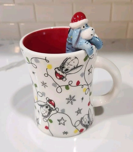 Disney Zrike Brands Christmas Winnie The Pooh Eeyore Coffee Ceramic Mug NEW - Picture 2 of 4