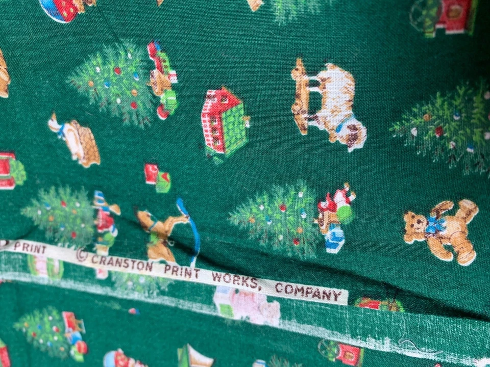 Cranston Print Works Christmas Toy & Tree Fabric 16x42" Green Cotton - Image 4 of 4