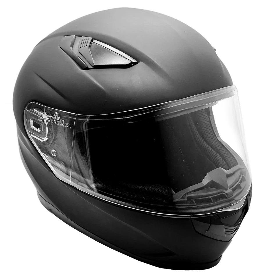 Matte Black Full Face Snowmobile Helmet Dual Lens Heated shield Pull Back Visor - Image 4 of 4
