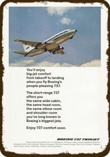 1968 BOEING 737 Twinjet Airplane Vintage-Look DECORATIVE REPLICA METAL SIGN