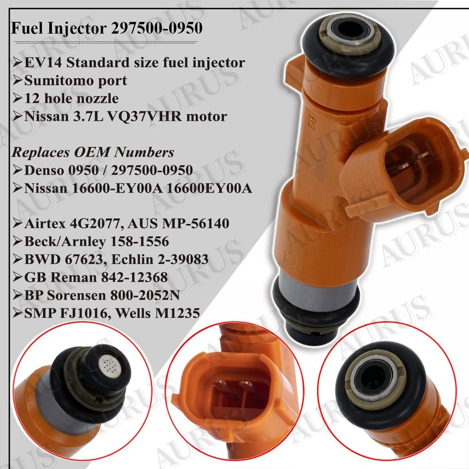 Inyectores de combustible x6 OEM DENSO para Infinity Q70 Q70L 2014-2019 3,7 L V6 297500-0950 Foto 2 de 4