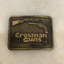 VINTAGE 1970s COLEMAN CROSMAN AIR GUNS BRASS MENS BELT BUCKLE