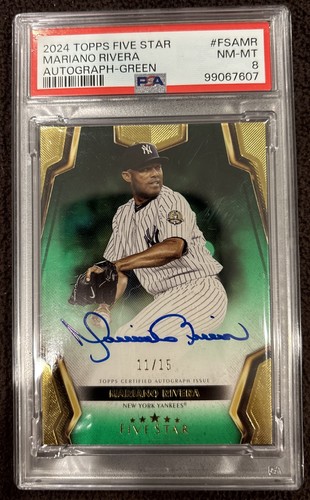 2002 Topps Five Star Mariano Rivera On Card Auto Green 11/15 PSA 8 #FSA-MR