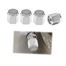 4 PCS Tire Valve Stem Caps, Anti-Leak Aluminum Alloy Tire Air Caps with Silver