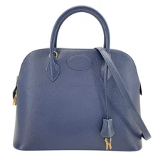 HERMES Bolide 35 〇Y Stamp Blue Saphir GHW Ardennes Shoulder Bag #1053