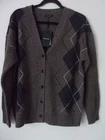 New Massimo Dutti Mole Brown 100% Wool Argyle Knit Cardigan Size: S RRP: £99.95