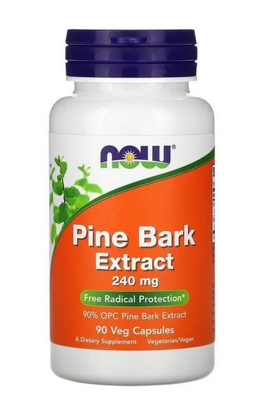 NOW Foods Pine Bark Extract Kiefernrindenextrakt, 240 Mg, 90 Veg. Kapseln-image