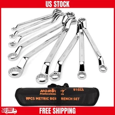 9 PCS Double Box End 50 Degree Deep Offset EXTRA LONG Wrench Tools Set 6-24mm