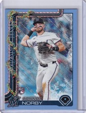 2025 Topps Holiday- Connor Norby (RC) SP Light Blue Glitter #H72 Miami Marlins