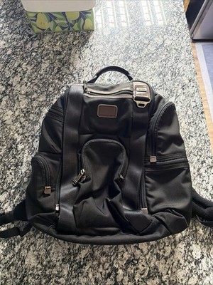 TUMI Alpha Bravo Kingsville Deluxe Brief Backpack Carryon Black Brown Nylon