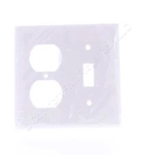 Eaton 2138W White 2-Gang Toggle Switch Duplex Outlet Plastic Standard Wallplate