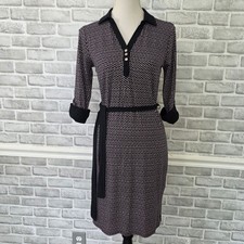 Ann Taylor NWT Dress XS Black Office Long Sleeve Collared Tie Waist Midi