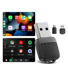 Mini Wireless CarPlay Adapter for iPhone, Compact 2-in-1 Android Auto Adapter...