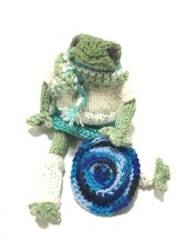 Knit Crochet Frog With Hat, Shirt , Scarf and Leg Warmers
