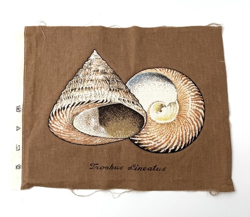 VTG Padded Shell Fabric Art Trochus Lineatus Quilted Coastal Textile