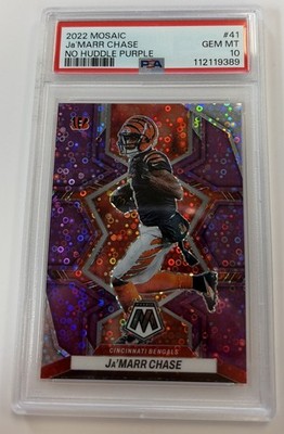 2022 Mosaic No Huddle Ja’MARR CHASE Purple /50 PSA 10 Pop 3 /50 🔥🔥📈📈