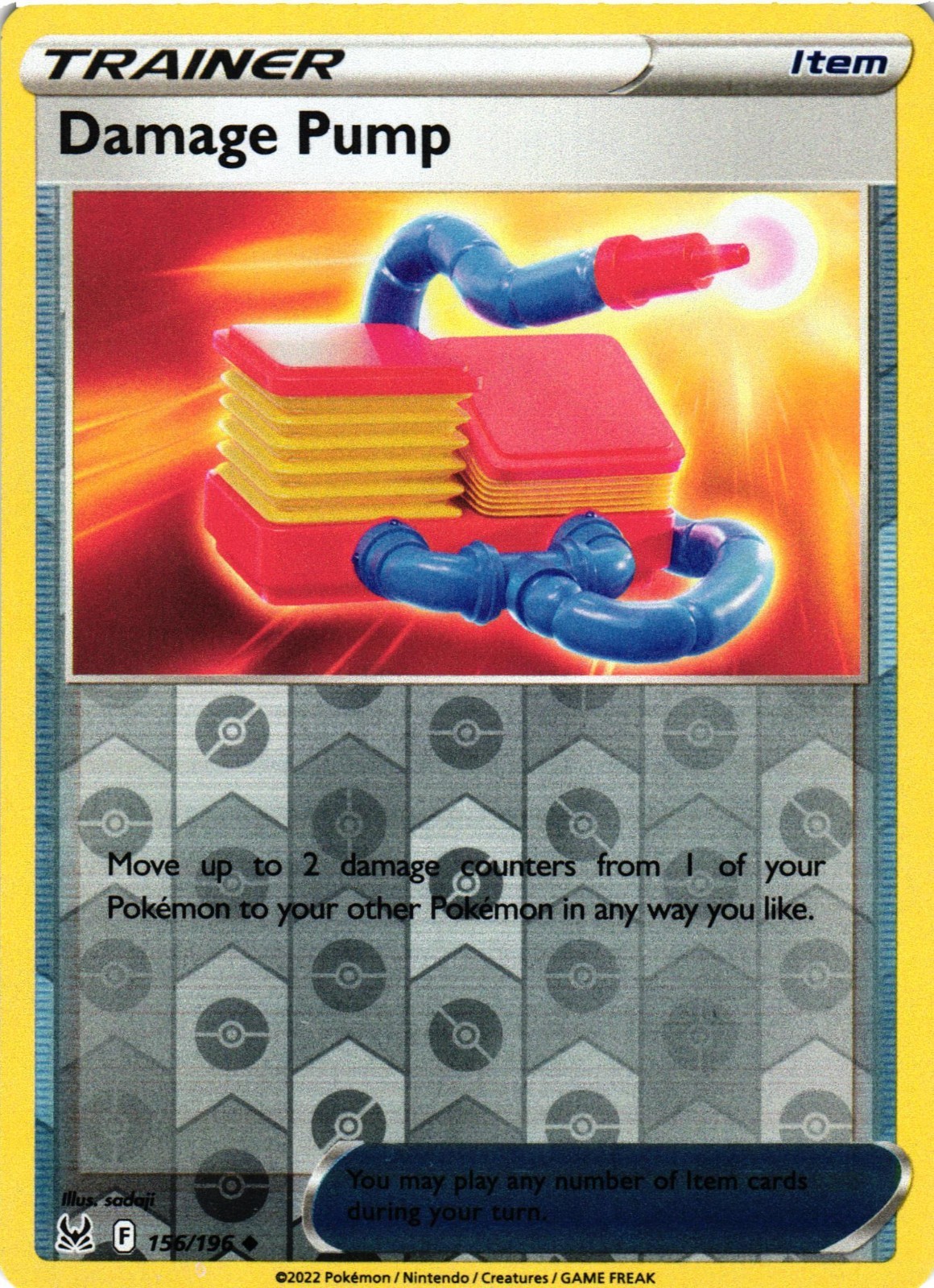 Pokemon TCG Lost Origin Reverse Holo Damage Pump 156/196 NM 