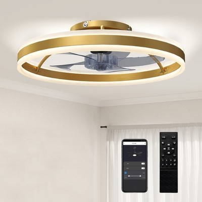 HOMCOM Deckenventilator mit Licht und Fernbedienung, 3 Farbtemperaturen, 50 cm, Gold