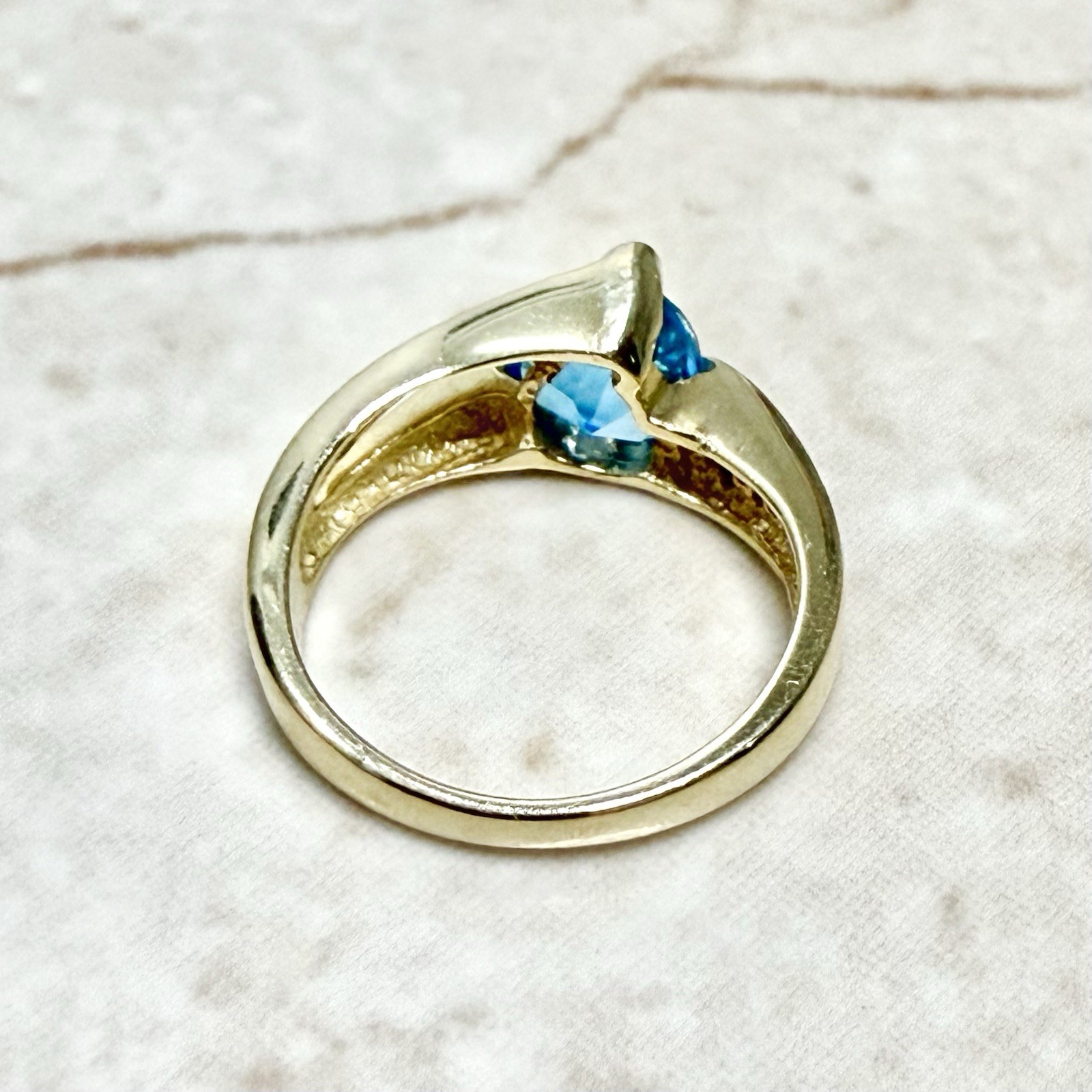 Solid 14K Gold Blue Topaz Ring - Solid 14K Yellow… - image 9