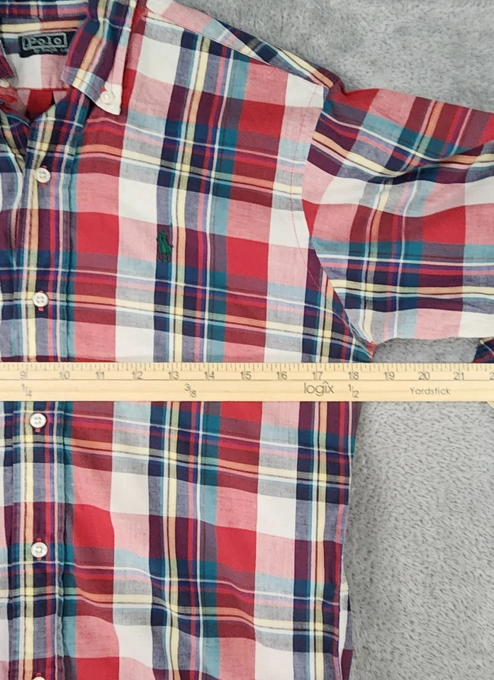 Polo by Ralph Lauren Shirt Womens Small Red Plaid Button Down Vintage USA - Image 4 of 4